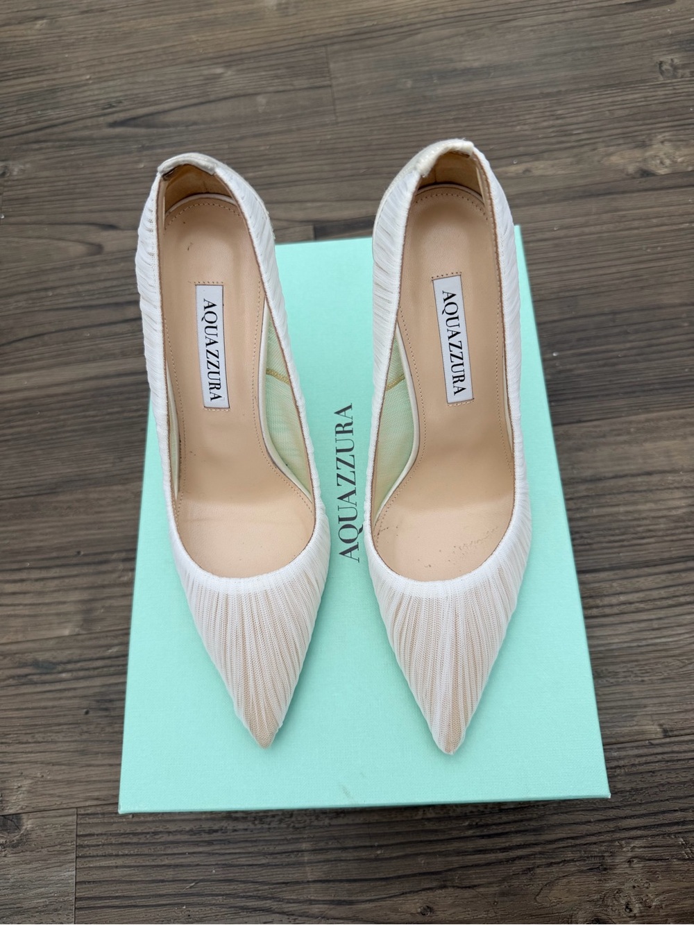 Aquazzura 105mm Voile Pumps White
